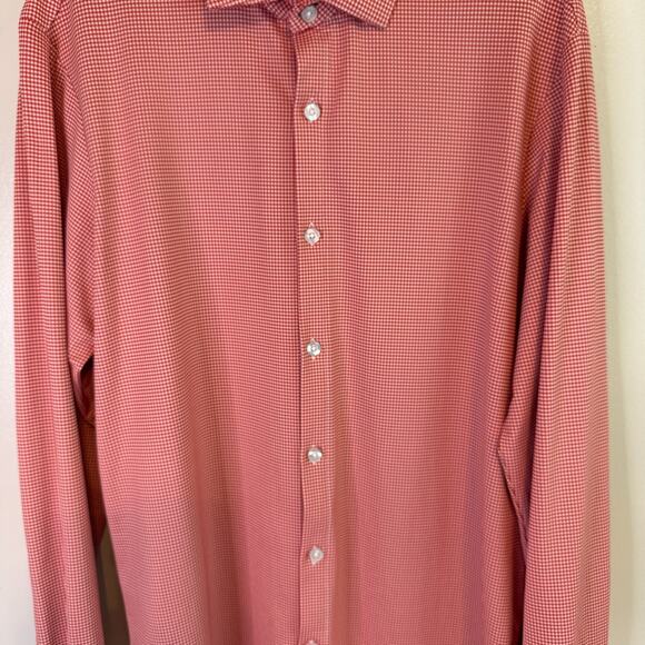 Mizzen Main Mens Gingham Red Long Sleeve Button Down Trim Fit Shirt Size Large - Picture 2 of 9